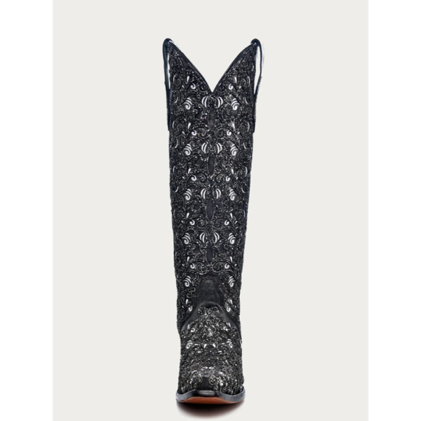 White Embroidery with Black Glitter Overlay Triad Tall Top Snip Cowgirl - Image 3