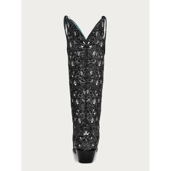 White Embroidery with Black Glitter Overlay Triad Tall Top Snip Cowgirl - Image 4