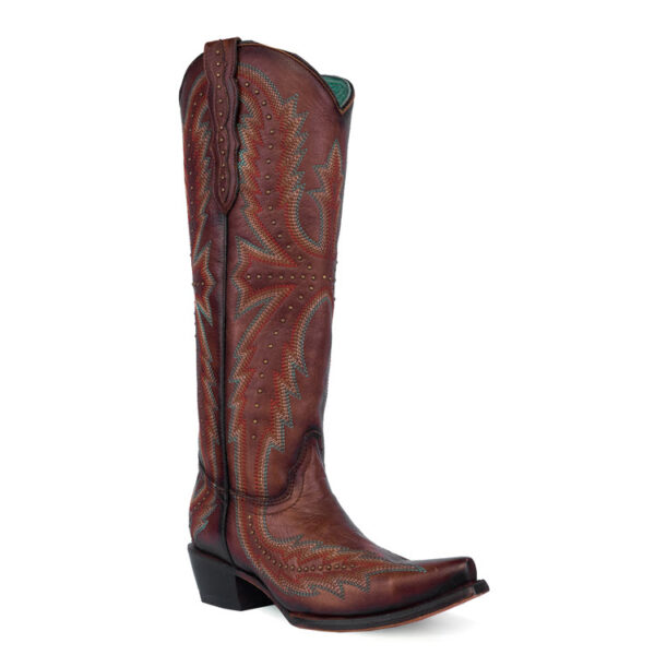 Brown Embroidery and Studs Tall Top Cowgirl