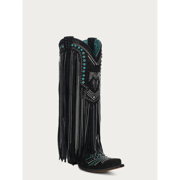 Black Eagle with Lamb and Crystal Fringe and Studs Snip Cowgirl - Image 2
