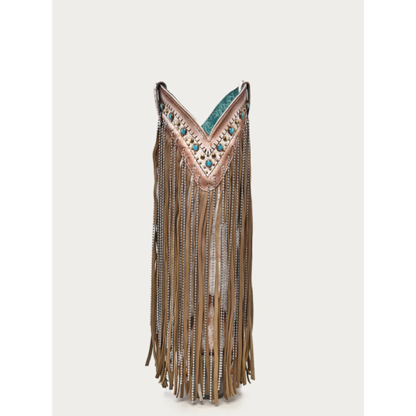Beige Embroidery Eagle with Lamb and Crystal Fringe and Studs Snip Cowgirl - Image 4