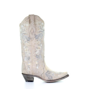 White Floral Stitching and Crystals Cowgirl