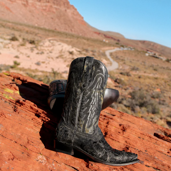 Black Alligator Inlay and Stitching Exotic Cowboy - Image 5