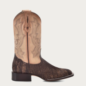 Cappuccino and Sand Embroidery Alligator Wide Square Cowboy