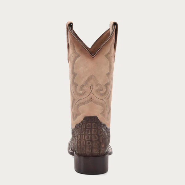 Cappuccino and Sand Embroidery Alligator Wide Square Cowboy - Image 4