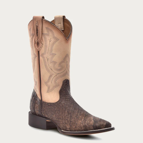 Cappuccino and Sand Embroidery Alligator Wide Square Cowboy - Image 2