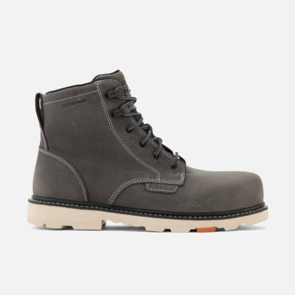 Right profile facing Grey Sullivan Limited Edition soft toe men's 6-inch work boot with blank background.