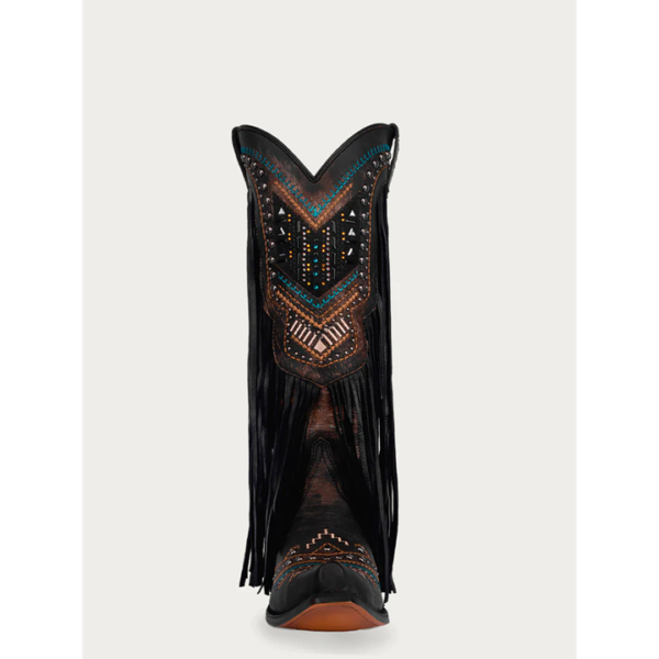 Black Embroidery with Lamb Fringe and Studs Snip Cowgirl - Image 3