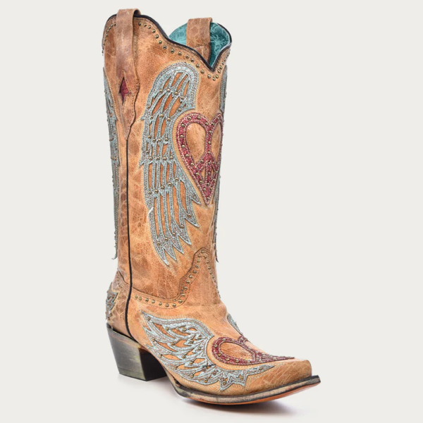 Heart and Cross Overlay with Studs and Worn Finish Cowgirl - Image 2