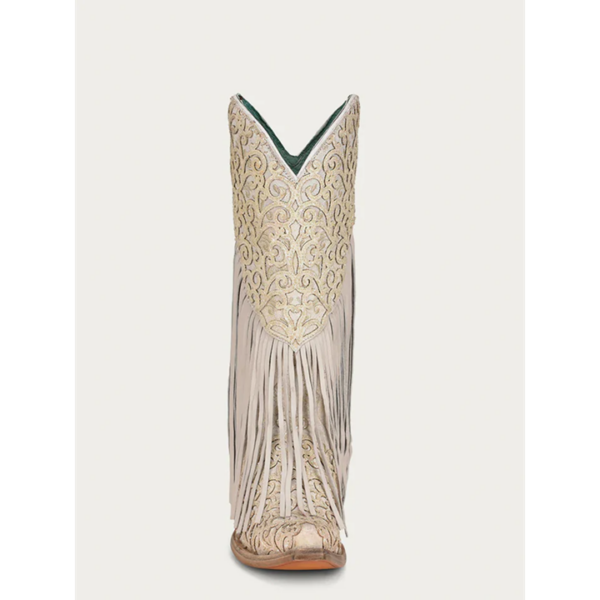 White Lamb Fringe Overlay with Embroidery Snip Cowgirl - Image 3