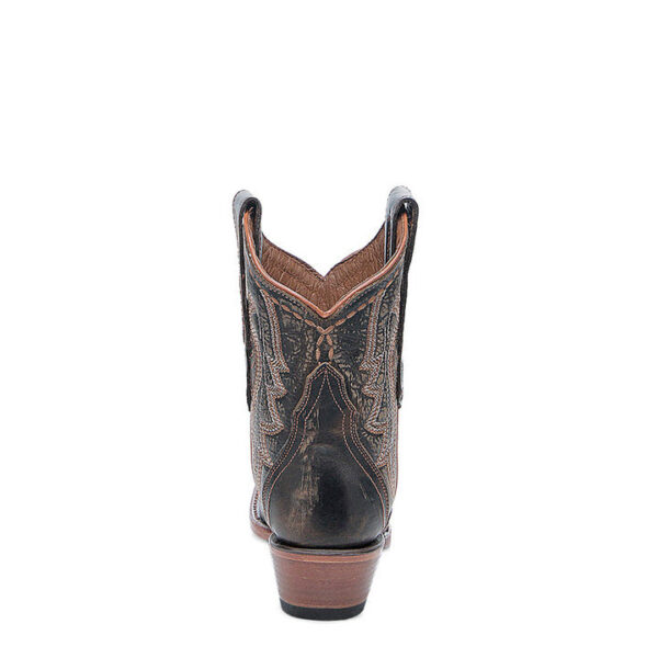 A rear angle shot Corral Circle G Embroidery Chocolate Ankle Snip Toe Women's Western Boot.