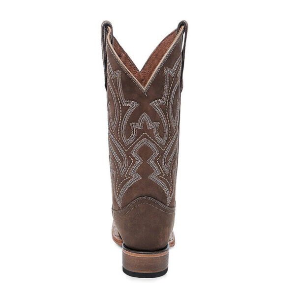 A rear angle shot Corral Circle G Embroidery Chocolate Wide Square Toe Women's Western Boot.