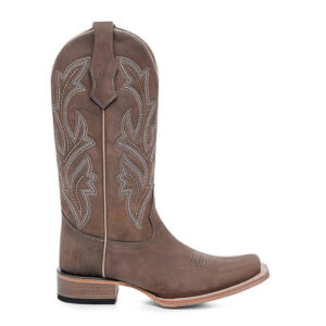 A right profile facing Corral Circle G Embroidery Chocolate Wide Square Toe Women's Western Boot.