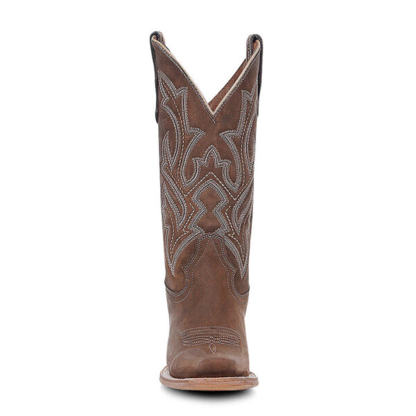 A front forward facing Corral Circle G Embroidery Chocolate Wide Square Toe Women's Western Boot.