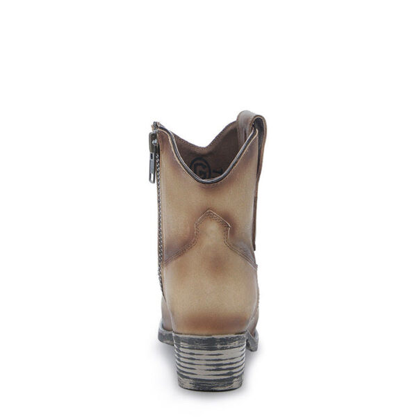 A rear angle shot Corral Circle G Embroidered Almond J Toe Cowgirl Boot.