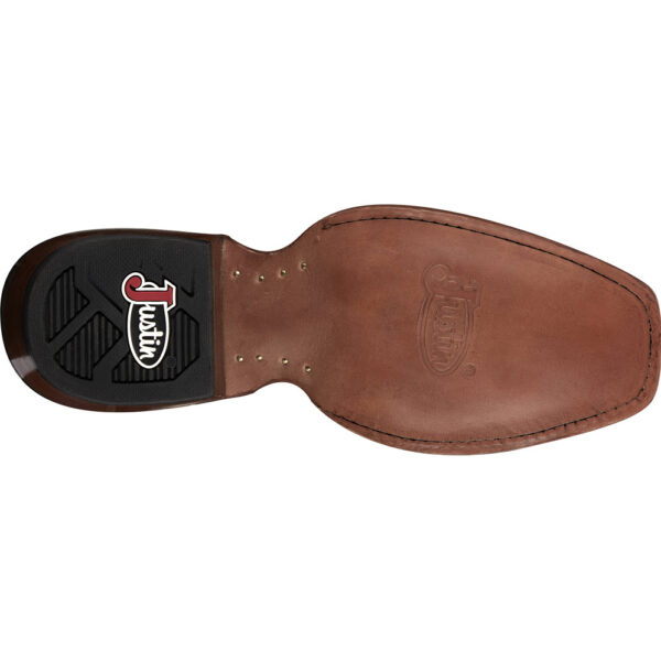 The sole of a Justin Annie Up Sedona Tan Women's Western Boot.