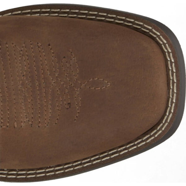 The toe shape of a Justin Bowline Junior Hazelnut Brown Kid's Western Boot.