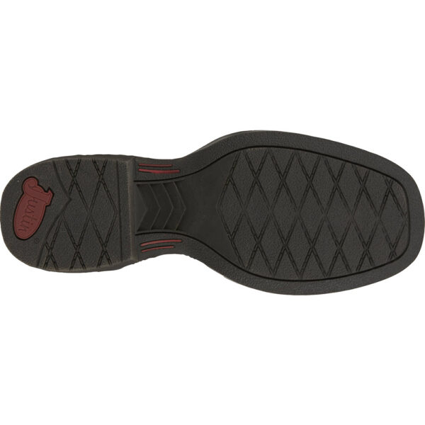 The sole of a Justin Bowline Junior Walnut Brown Kid's Western Boot.