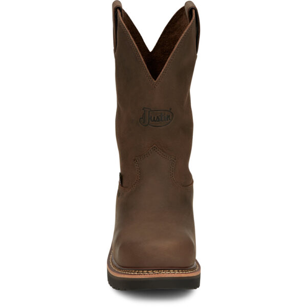 A forward-facing look at Justin Carbide 11" Men's Work Steel Toe Pull On Boot.