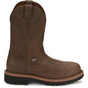 A right profile facing Justin Carbide 11" Men's Work Steel Toe Pull On Boot.