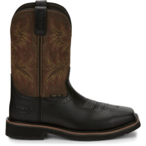 A right profile facing Justin Driller 11" Men's Work Composite Toe Pull On Boot.