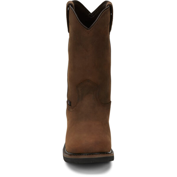 A forward-facing look at Justin Drywall 10" Waterproof Men's Work Soft Toe Pull On Boot.