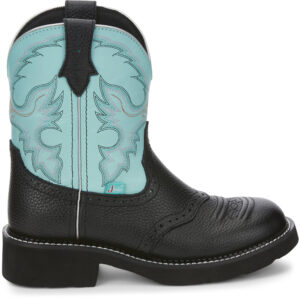 A right profile facing Justin Gemma 8" Black Women's Western Boot.