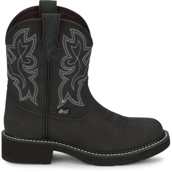 A right profile facing Justin Kay 8" Black Women's Western Boot.
