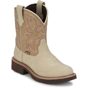 A 3/4 turned Justin Kay 8" Taupe Women's Western Boot.