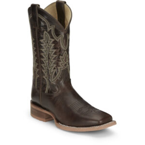 A 3/4 turned Justin Lyle Umber Men's Western Boot.
