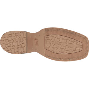 The sole of a Justin Lyle Umber Men's Western Boot.