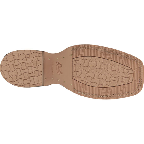 The sole of a Justin Lyle Umber Men's Western Boot.