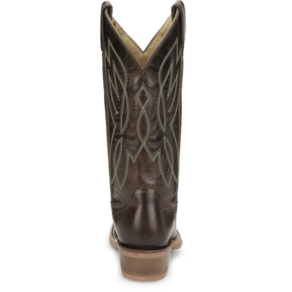 A look at the back and heel of a Justin Mayberry Umber Women's Western Boot.