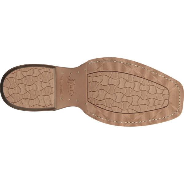 The sole of a Justin Mayberry Umber Women's Western Boot.