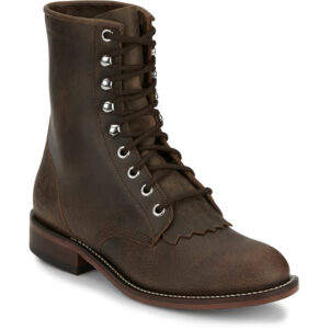 A 3/4 turned Justin McKean 7" Brown Women's Lace Up Roper Boot.