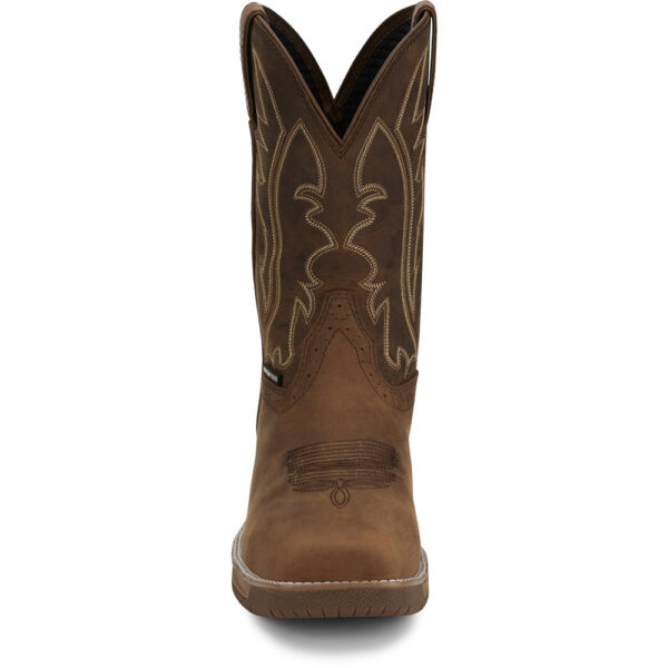 A forward-facing look at Justin Nitread Waterproof Men's Pull On Work Boot.