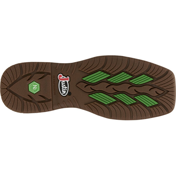 The sole of a Justin Nitread Waterproof Men's Pull On Work Boot.