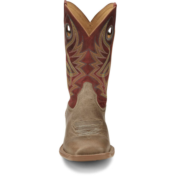 A forward-facing look at Justin Pickett 11" Griege Square Toe Men's Western Boot.