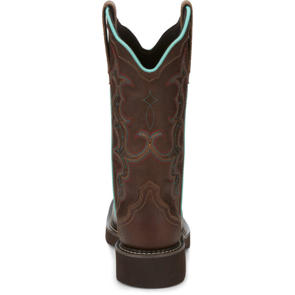 A look at the back and heel of a Justin Raya Tan Women's Western Boot.