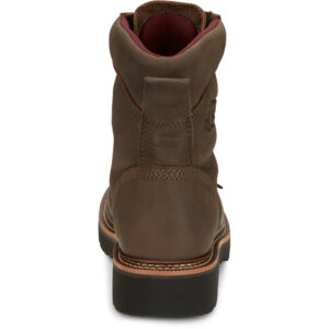 A look at the back and heel of a Justin Rivot Men's Work Soft Toe 8