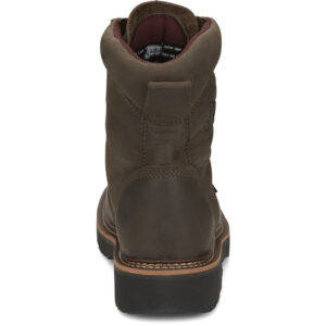 A look at the back and heel of a Justin Rivot Men's Work Steel Toe 8