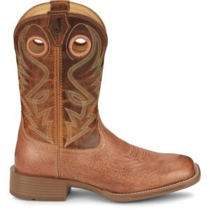 A right profile facing Justin Roswell 11" Smooth Ostrich Men's Western Boot.