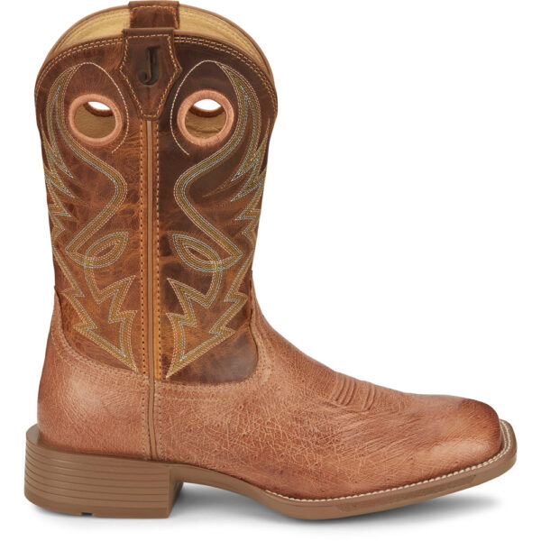 A right profile facing Justin Roswell 11" Smooth Ostrich Men's Western Boot.