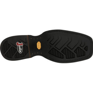 The sole of a Justin Show Stopper Black Men's Western Boot.