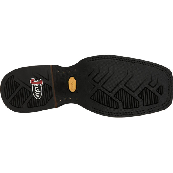 The sole of a Justin Show Stopper Black Men's Western Boot.