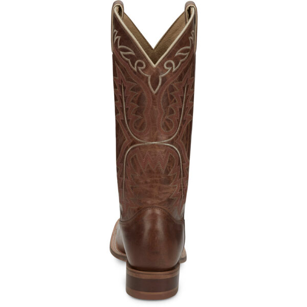 A look at the back and heel of a Justin Stella Tan Women's Western Boot.