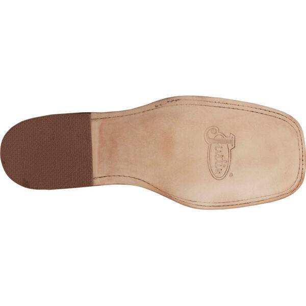 The sole of a Justin Stella Tan Women's Western Boot.