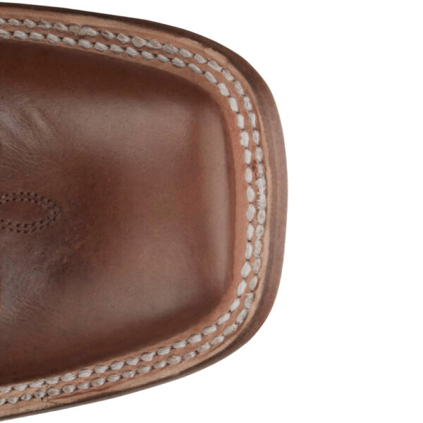 The toe shape of a Justin Stella Tan Women's Western Boot.