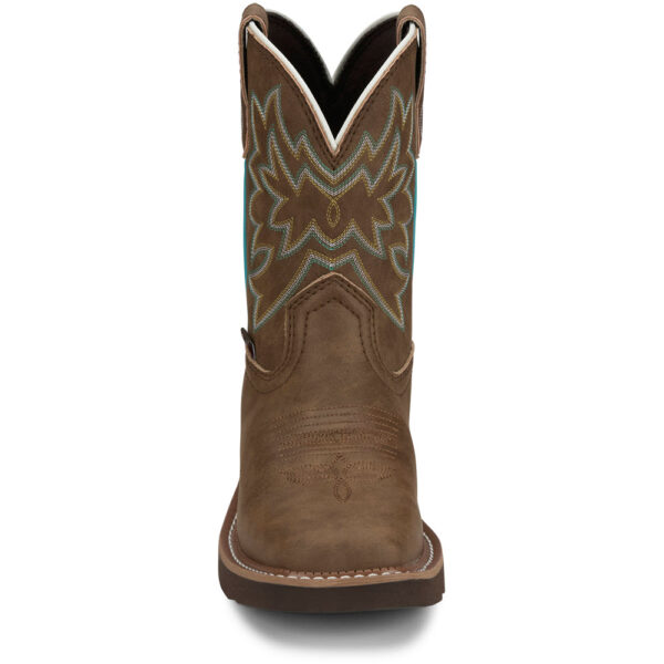 A forward-facing look at Justin Sunny Cocoa Brown Women's Western Boot.