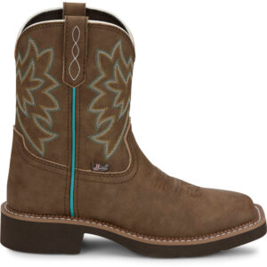 A right profile facing Justin Sunny Cocoa Brown Women's Western Boot.